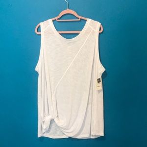 White tie front tank top